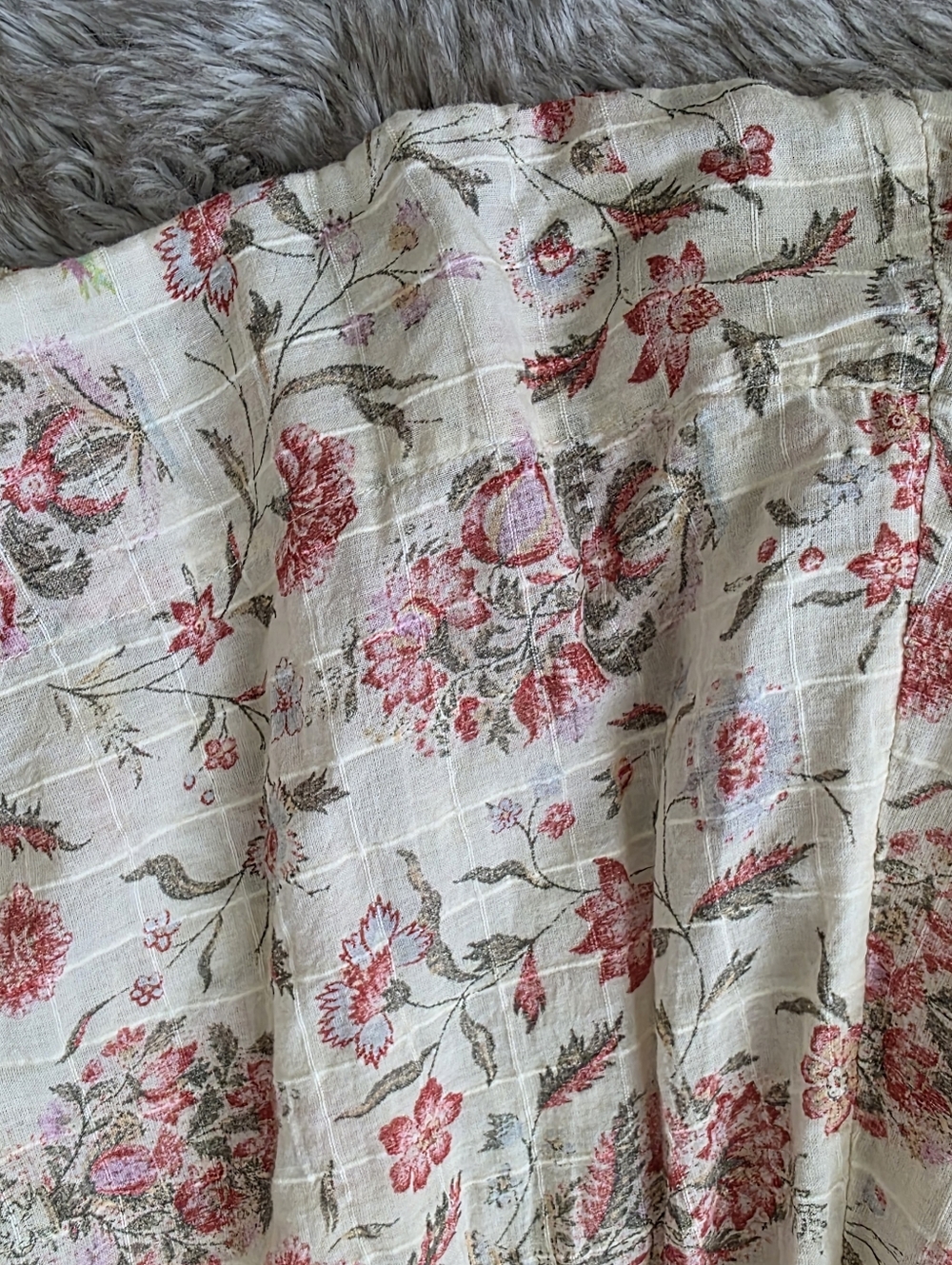 Free People Oasis Printed Midi Dress Ivory Floral Puff Sleeve Women's - Picture 5 of 16